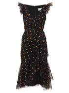 Matchesfashion.com Temperley London - Fortuna Glitter-spade Asymmetric Tulle Dress - Womens - Black Multi