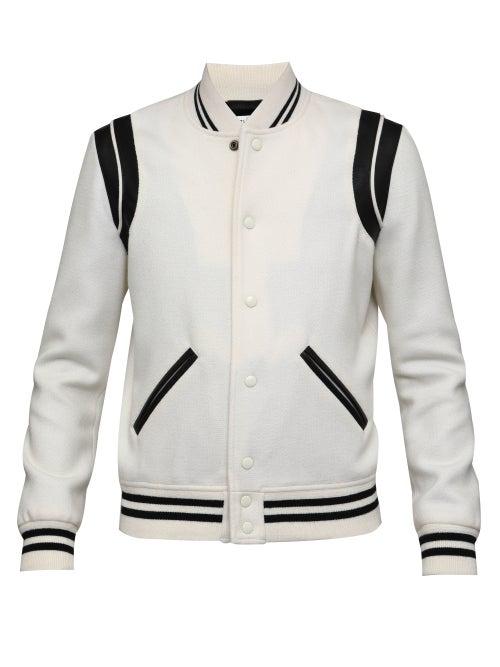 Saint Laurent - Herringbone Bomber Jacket - Mens - White Black