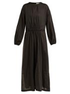 Matchesfashion.com Matteau - The Long Sleeve Split Cotton Dress - Womens - Black