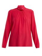 Matchesfashion.com Redvalentino - High Neck Silk Blouse - Womens - Pink