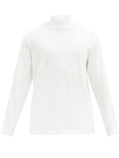 Matchesfashion.com Y-3 - Logo-print Cotton Long-sleeved T-shirt - Mens - White