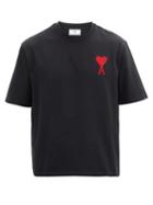 Matchesfashion.com Ami - Logo-embroidered Cotton-jersey T-shirt - Mens - Black