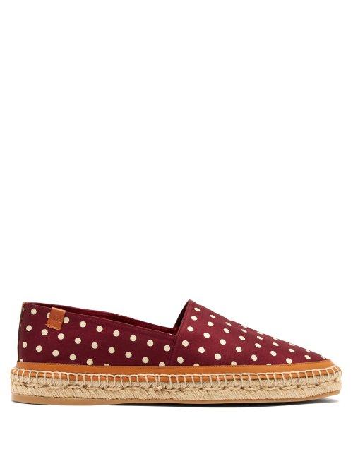Matchesfashion.com Gabriela Hearst - Alba Polka Dot Satin Espadrilles - Womens - Burgundy White