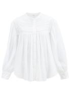 Matchesfashion.com Isabel Marant Toile - Plalia Pintucked Cotton-voile Blouse - Womens - White