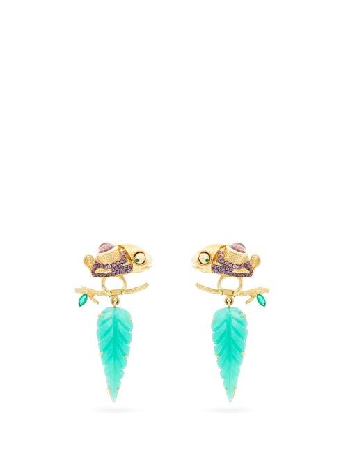 Matchesfashion.com Daniela Villegas - Sir Joseph Banks Emerald & 18kt Gold Earrings - Womens - Green Gold