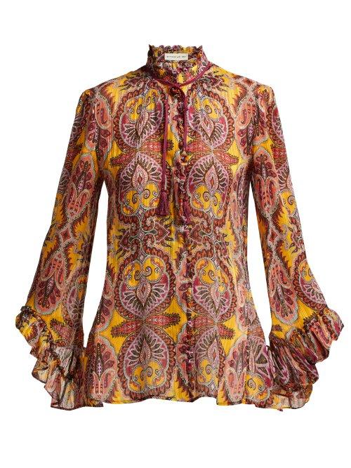 Matchesfashion.com Etro - Jasper Printed Silk Crepe Blouse - Womens - Yellow Multi