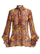 Matchesfashion.com Etro - Jasper Printed Silk Crepe Blouse - Womens - Yellow Multi