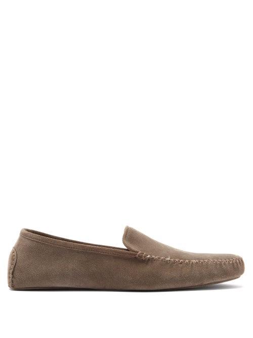 Thom Sweeney - Cashmere-lined Suede Slippers - Mens - Brown