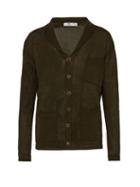 Matchesfashion.com Inis Mein - V Neck Linen Cardigan - Mens - Green