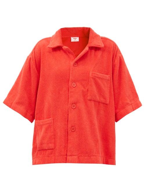 Matchesfashion.com Terry - Boxy Cotton Terry-toweling Shirt - Womens - Red