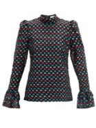 Matchesfashion.com Erdem - Melville Puffed-sleeve Fil-coup Blouse - Womens - Multi