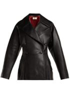 Sara Battaglia Double-breasted Faux-leather Jacket