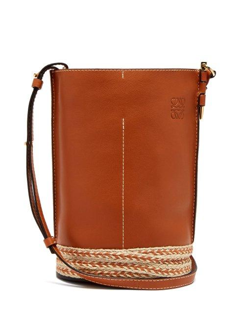 Matchesfashion.com Loewe - Gate Leather And Linen Bucket Bag - Womens - Tan Multi