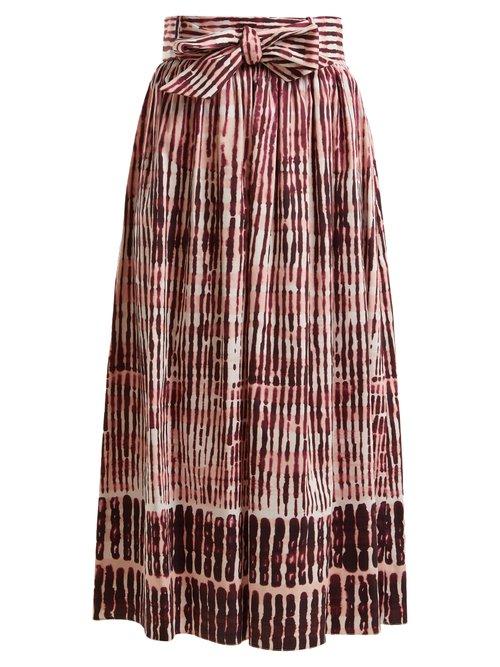 Matchesfashion.com Goat - Faro Batik Striped Stretch Cotton Skirt - Womens - Burgundy White