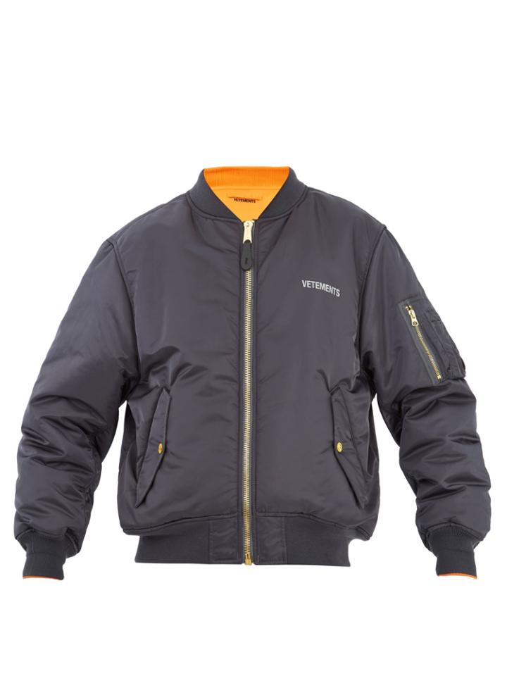 Vetements Reversible Logo-print Shell Bomber Jacket
