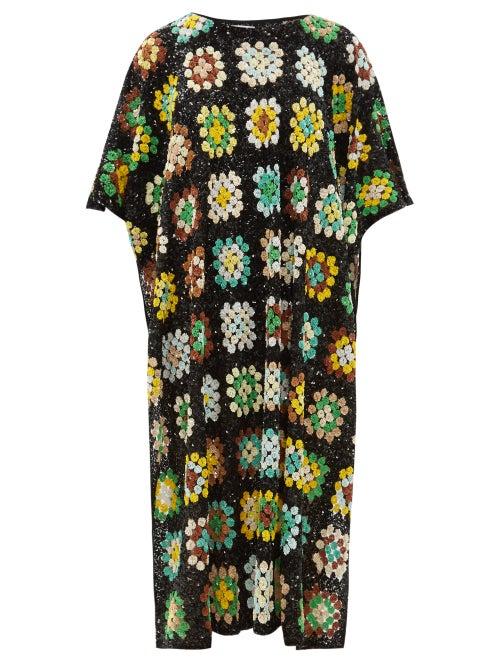 Matchesfashion.com Ashish - Sequinned Crochet Effect Poncho - Womens - Green Multi