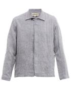 Matchesfashion.com Maran - Single Breasted Linen Jacket - Mens - Blue