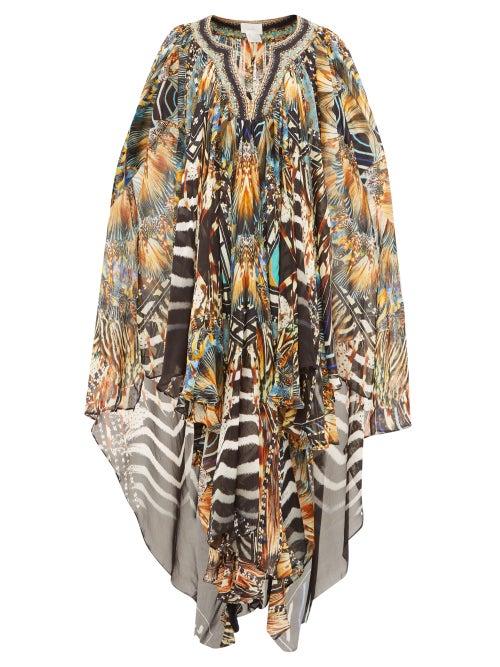 Matchesfashion.com Camilla - Lost Paradise Printed Silk Kaftan - Womens - Black Multi