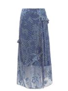 Matchesfashion.com Preen By Thornton Bregazzi - Maya Printed Satin Devor Midi Skirt - Womens - Blue