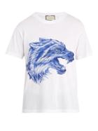 Matchesfashion.com Gucci - Wolf Print Cotton T Shirt - Mens - White Multi