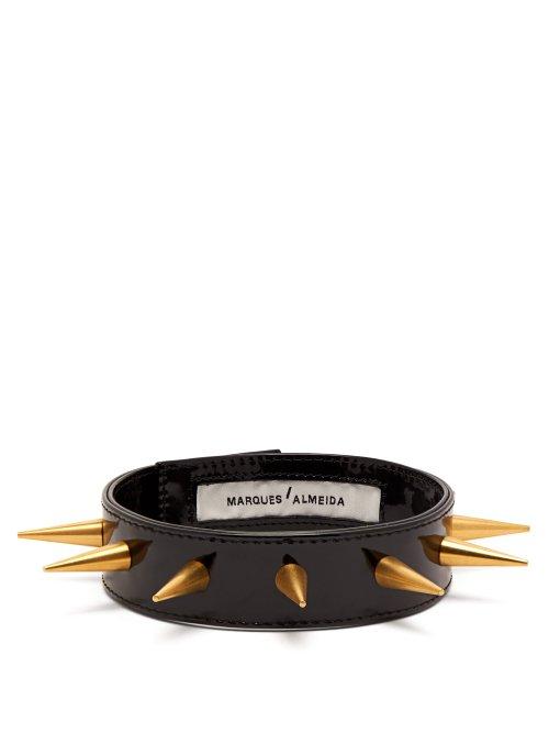 Matchesfashion.com Marques'almeida - Spiked Patent Leather Choker - Womens - Black
