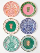 La Doublej - Set Of Six 18kt-gilded Porcelain Dessert Plates - Womens - Multi