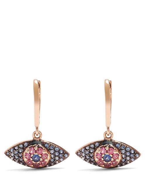 Matchesfashion.com Ileana Makri - Sapphire, Rodolites & Pink Gold Earrings - Womens - Rose Gold