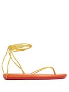 Matchesfashion.com Ancient Greek Sandals - Spaghetti Wrap Around Sandals - Womens - Yellow Multi