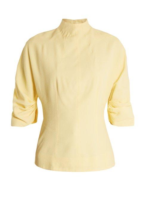 Matchesfashion.com Emilia Wickstead - Cut Out Back High Neck Top - Womens - Light Yellow