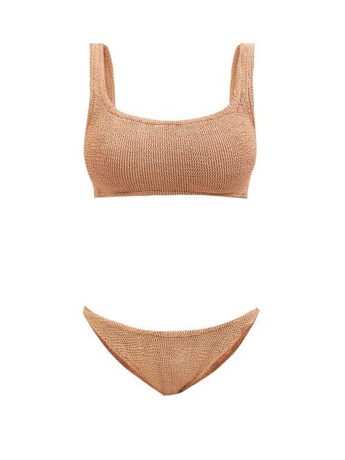 Hunza G - Xandra Crinkle-jersey Bikini - Womens - Brown