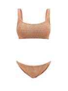 Hunza G - Xandra Crinkle-jersey Bikini - Womens - Brown
