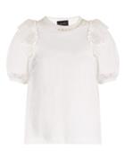 Matchesfashion.com Simone Rocha - Embellished Neckline Cotton Jersey T Shirt - Womens - White