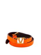 Matchesfashion.com Valentino Garavani - V-logo Leather Bracelet - Womens - Orange