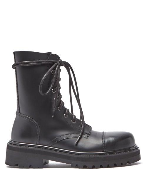 Matchesfashion.com Vetements - Lace-up Leather Ankle Boots - Womens - Black