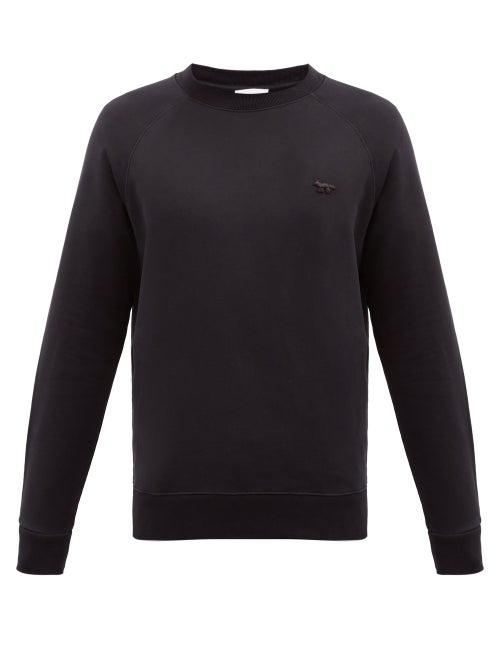 Maison Kitsun - Fox Patch Cotton-jersey Sweatshirt - Mens - Black