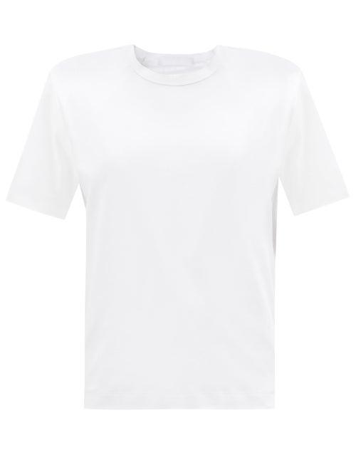 Wardrobe.nyc Wardrobe. Nyc - Padded-shoulder Cotton-jersey T-shirt - Womens - White