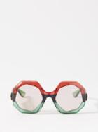 Gucci Eyewear - Oversized Geometrical Round-frame Sunglasses - Womens - Multi