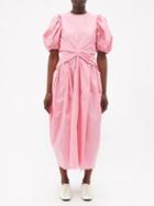 Cecilie Bahnsen - Juniper Gathered Cotton-poplin Midi Dress - Womens - Pink