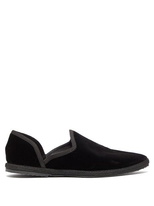 Matchesfashion.com The Row - Friulane D'orsay Velvet Flats - Womens - Black