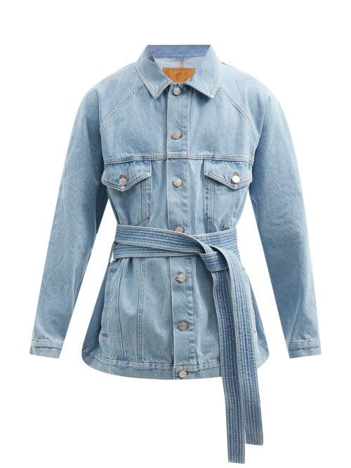 Matchesfashion.com Martine Rose - Fountain Belted Denim Jacket - Mens - Light Blue