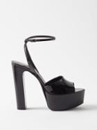 Saint Laurent - Jodie 95 Patent-leather Platform Sandals - Womens - Black