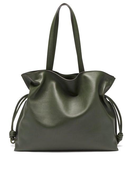 Ladies Bags Loewe - Flamenco Xl Leather Shoulder Bag - Womens - Khaki
