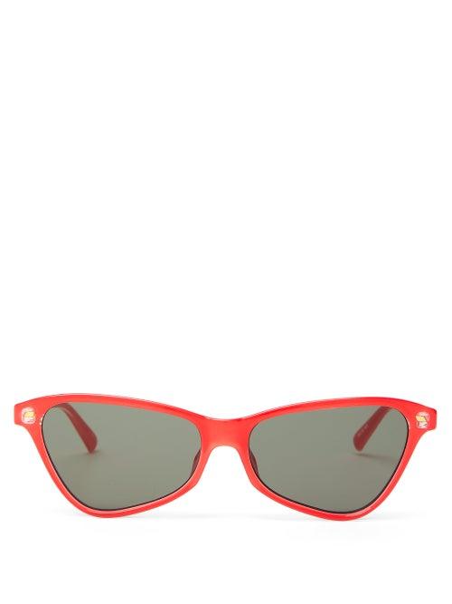 Matchesfashion.com Le Specs - Situationship Cat-eye Acetate Sunglasses - Womens - Red