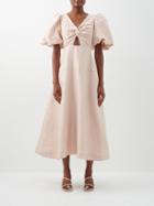 Aje - Dusk Twisted Cutout Linen-blend Dress - Womens - Light Pink