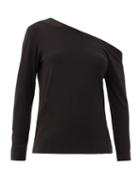 Matchesfashion.com Norma Kamali - Off-the-shoulder Jersey Long-sleeved Top - Womens - Black