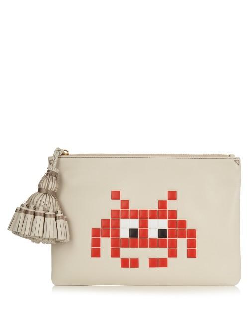 Anya Hindmarch Space Invaders Georgiana Leather Clutch