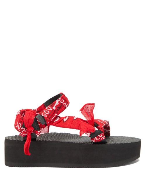 Matchesfashion.com Arizona Love - Trekk Paisley-print Flatform Sandals - Womens - Red