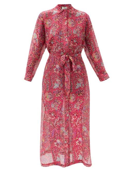 Matchesfashion.com Etro - Giannutri Paisley-print Cotton-blend Shirt Dress - Womens - Pink Multi