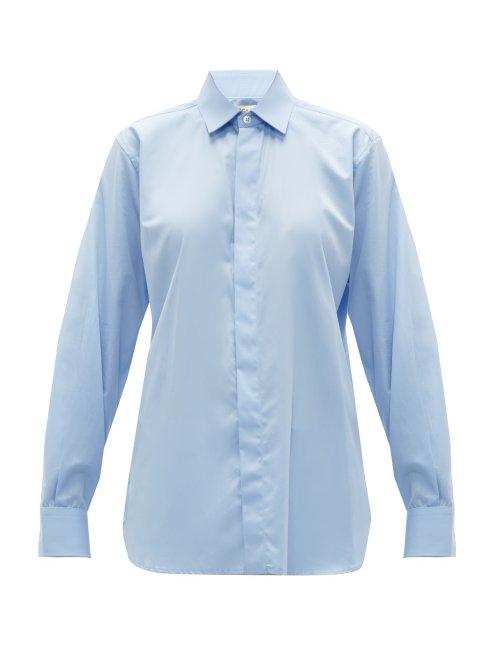Matchesfashion.com Bottega Veneta - Oversized Cotton Chambray Shirt - Womens - Blue