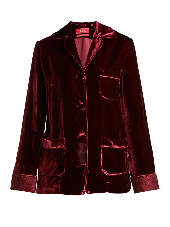 F.r.s - For Restless Sleepers Floral-brocade Velvet Pyjama Shirt
